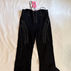 Edikted Lace up Flare Black Jeans
